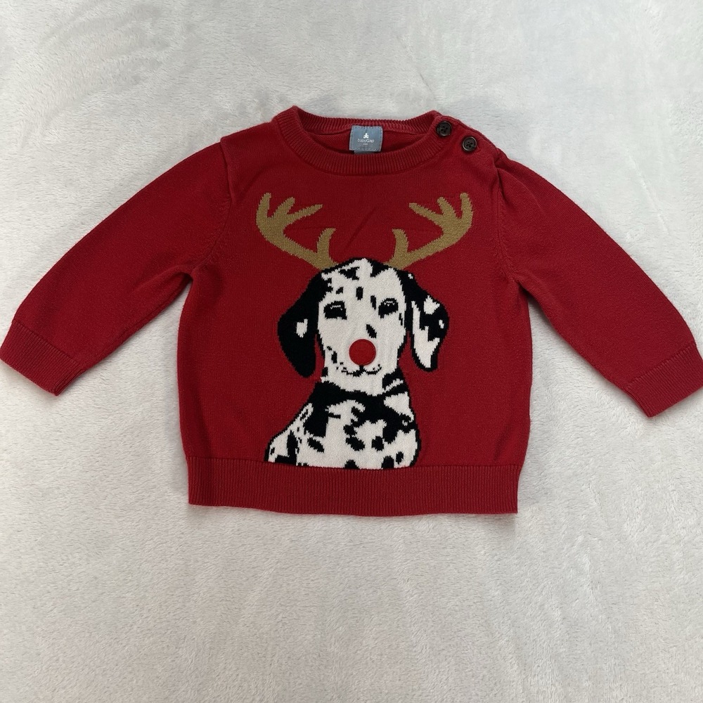 Baby Gap Sweater Unisex Baby 6-12m Christmas Dalmatian Rudolph Winter Holiday